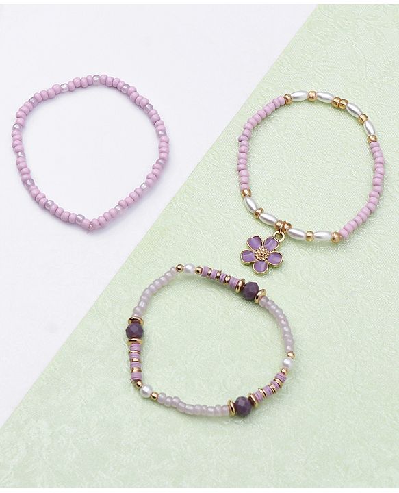 Babyhug Free Size Neck Piece & Bracelet Set- Purple