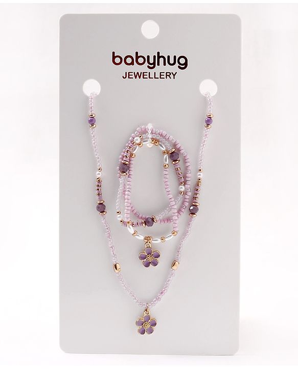 Babyhug Free Size Neck Piece & Bracelet Set- Purple
