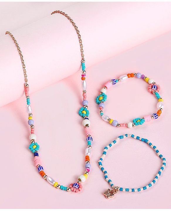 Babyhug Free Size Neck Piece & Bracelet Set- Multicolor