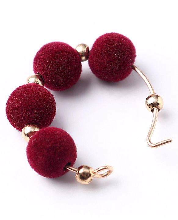 Babyhug Free Size Neck Piece & Earrings Set- Gold & Maroon