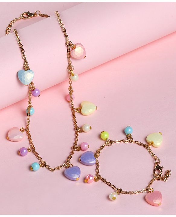 Babyhug Free Size Neck Piece & Bracelet Set- Multicolor