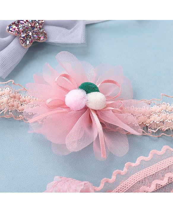 Babyhug Glitter Star With Bow Applique Headbands Pack of 3 - Multicolour
