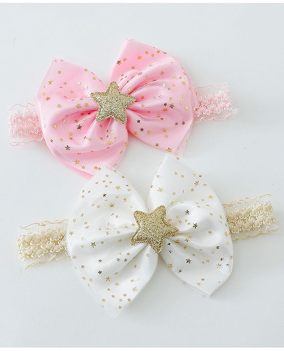 Babyhug Free Size Head Band with Bow Applique  Set of 2 - Multicolour
