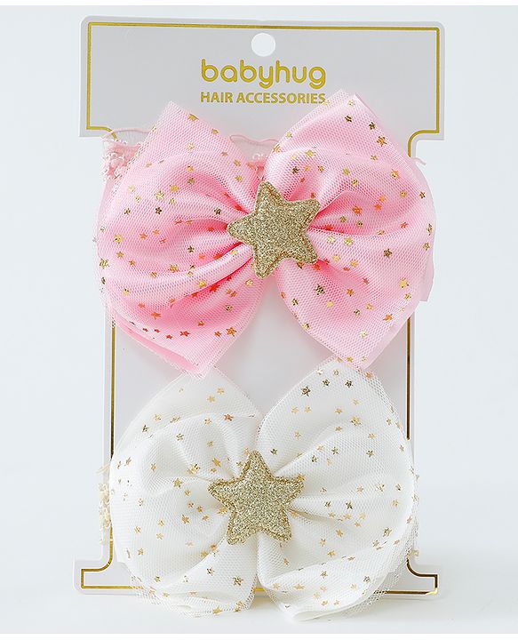 Babyhug Free Size Head Band with Bow Applique  Set of 2 - Multicolour