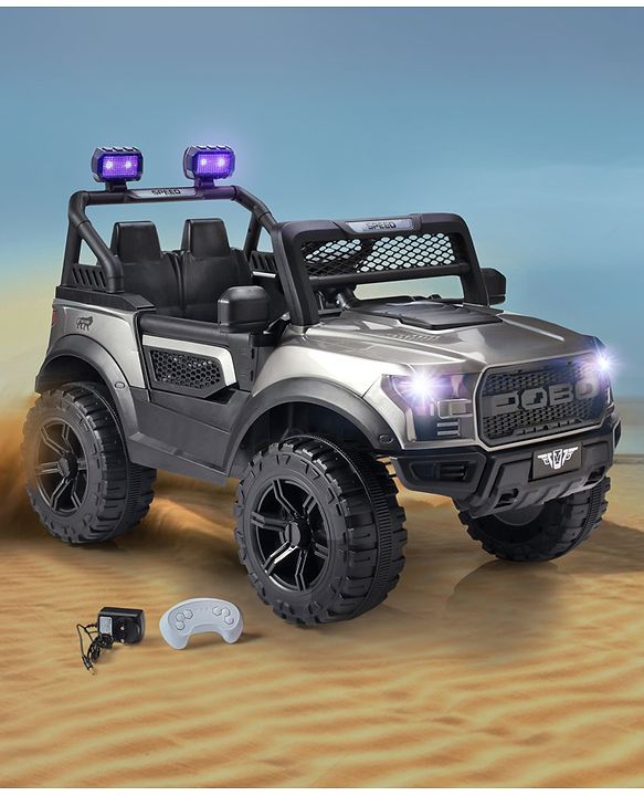 Babyhug Battery Operated Ride On Jeep With Lights and Music - Grey