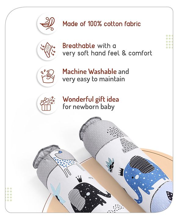 Babyhug Cotton Crib Bedding Set Elephant Print -Multicolor