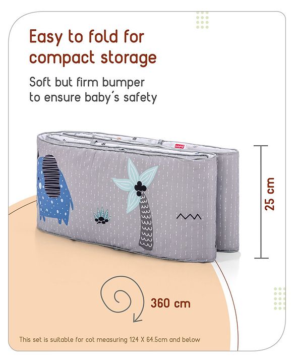 Babyhug Cotton Crib Bedding Set Elephant Print -Multicolor