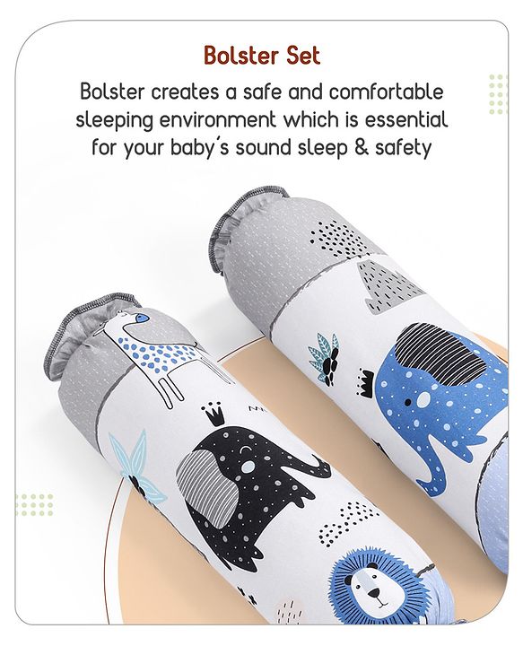 Babyhug Cotton Crib Bedding Set Elephant Print -Multicolor