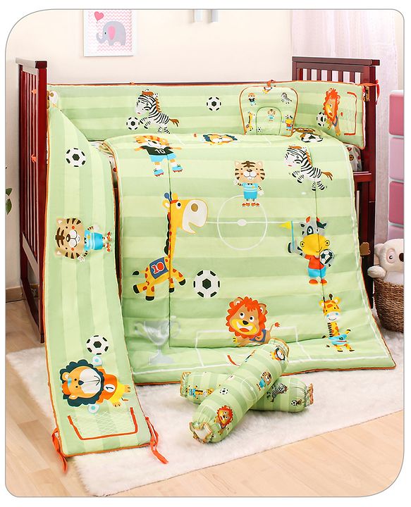 Babyhug Cotton Crib Bedding Set Elephant Print -Multicolor