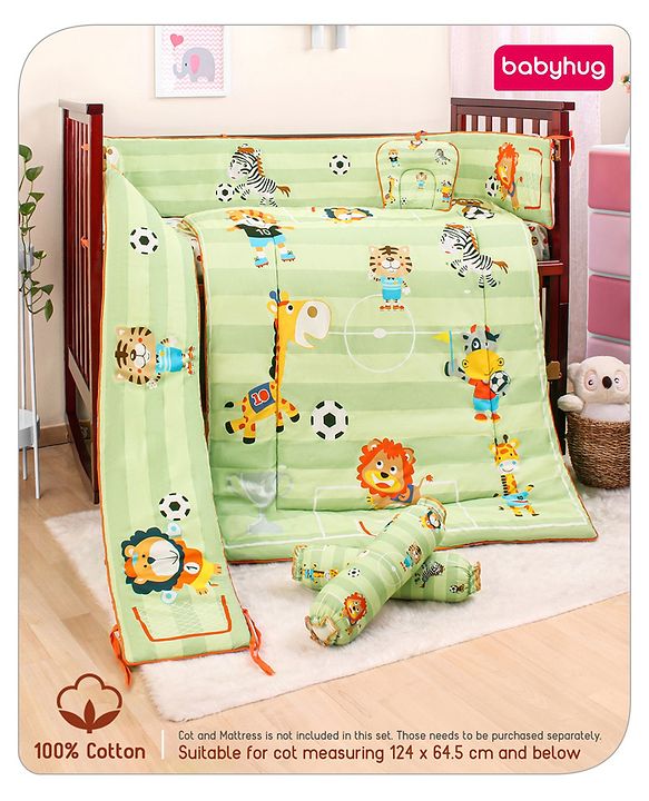 Babyhug Cotton Crib Bedding Set Elephant Print -Multicolor