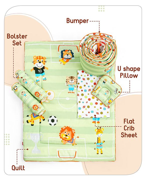 Babyhug Cotton Crib Bedding Set Elephant Print -Multicolor