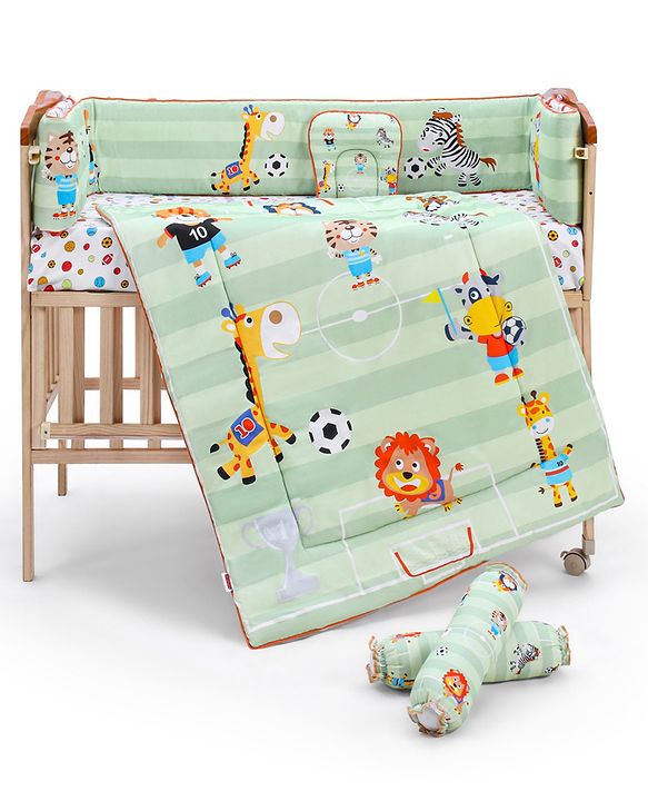 Babyhug Cotton Crib Bedding Set Elephant Print -Multicolor