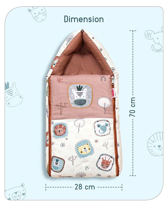 Babyhug Velour Sleeping Bag Animal Faces Print - Multicolor