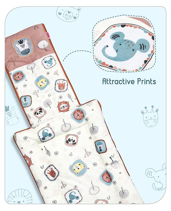 Babyhug Velour Sleeping Bag Animal Faces Print - Multicolor