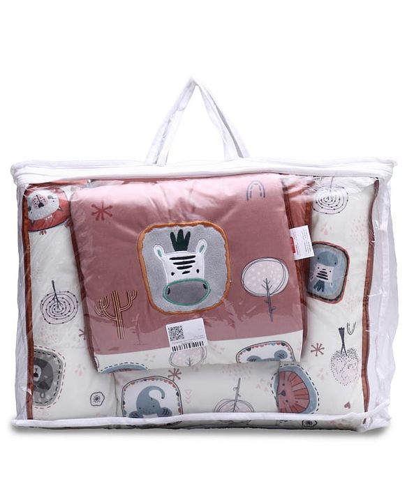 Babyhug Velour Sleeping Bag Animal Faces Print - Multicolor