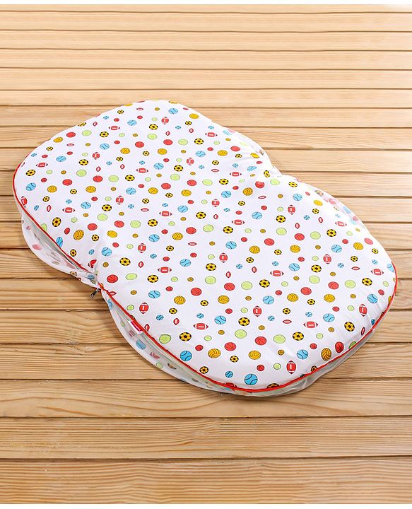 Babyhug Cotton Bedding Set with Mosquito Net Soccer Print- Green