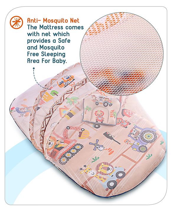 Babyhug Cotton Bedding Set with Mosquito Net Soccer Print- Green