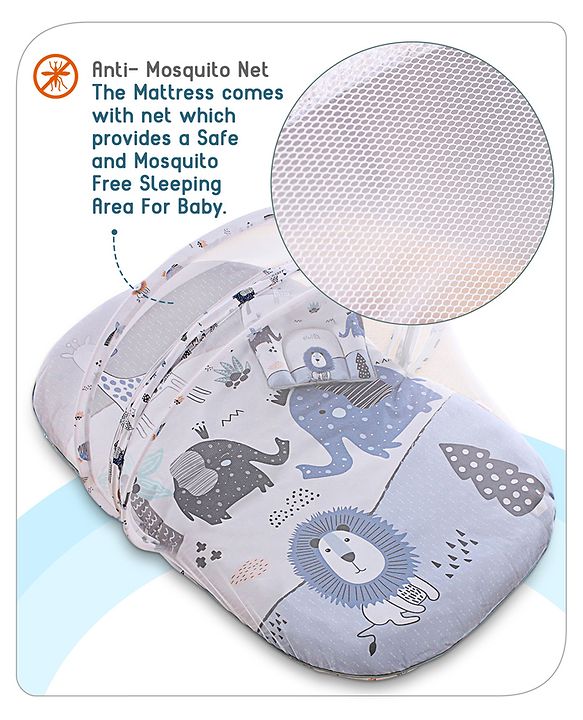 Babyhug Cotton Bedding Set with Mosquito Net Soccer Print- Green