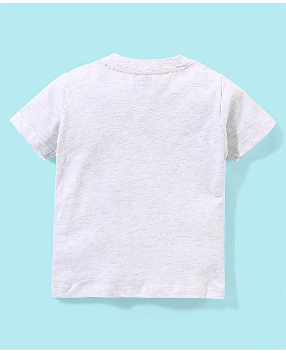 Babyhug Cotton Knit Half Sleeves Text Printed T-Shirt and Dungaree Set Beach Print - White & Red