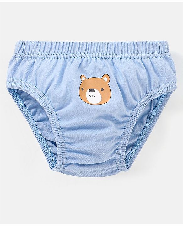 Babyhug 100% Cotton Knit Anti Bacterial Briefs Striped & Bear Print Pack of 3 - Blue & Green
