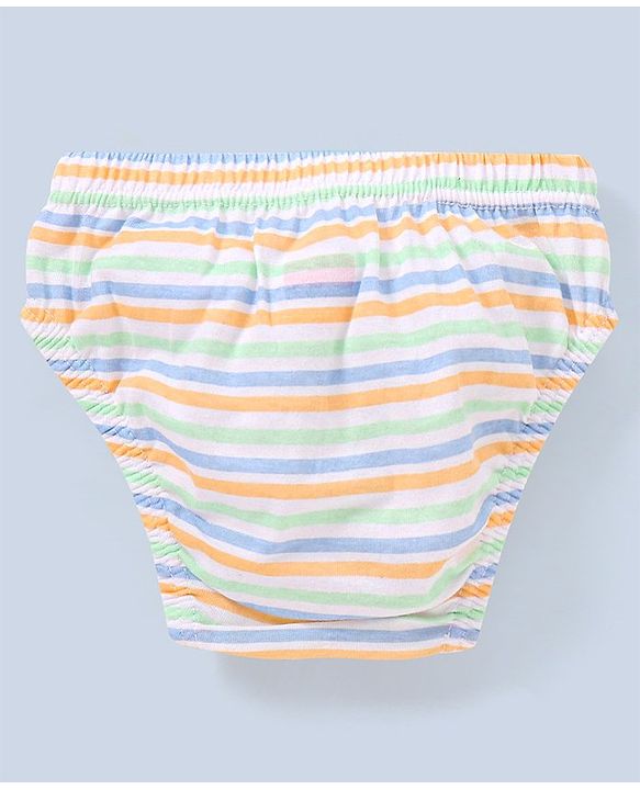Babyhug 100% Cotton Knit Anti Bacterial Briefs Striped & Bear Print Pack of 3 - Blue & Green