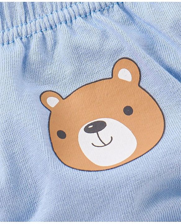 Babyhug 100% Cotton Knit Anti Bacterial Briefs Striped & Bear Print Pack of 3 - Blue & Green