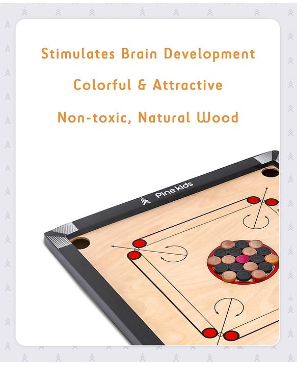 Pine Kids Wooden 26 Inch Medium Carrom Board - Multcolour