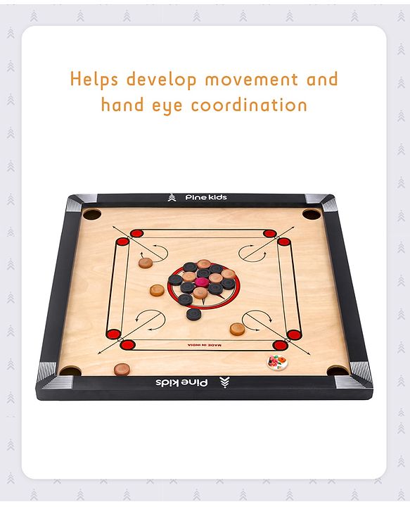 Pine Kids Wooden 26 Inch Medium Carrom Board - Multcolour