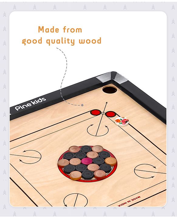 Pine Kids Wooden 26 Inch Medium Carrom Board - Multcolour