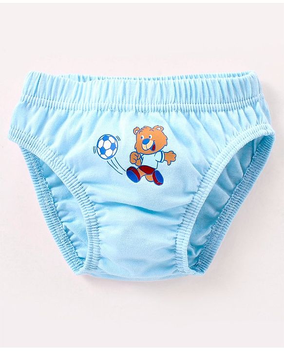 Babyhug 100% Cotton Antibacterial Briefs Stripes & Bear Print Pack of 3 - Blue & Red