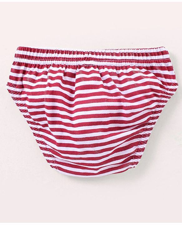 Babyhug 100% Cotton Antibacterial Briefs Stripes & Bear Print Pack of 3 - Blue & Red