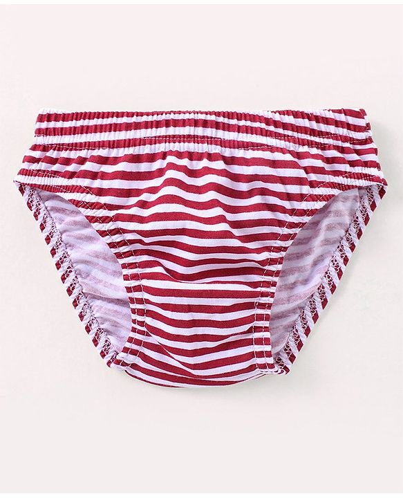 Babyhug 100% Cotton Antibacterial Briefs Stripes & Bear Print Pack of 3 - Blue & Red