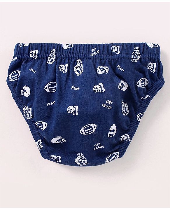 Babyhug 100% Cotton Antibacterial Briefs Stripes & Bear Print Pack of 3 - Blue & Red