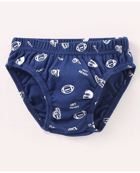 Babyhug 100% Cotton Antibacterial Briefs Stripes & Bear Print Pack of 3 - Blue & Red