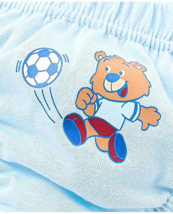 Babyhug 100% Cotton Antibacterial Briefs Stripes & Bear Print Pack of 3 - Blue & Red