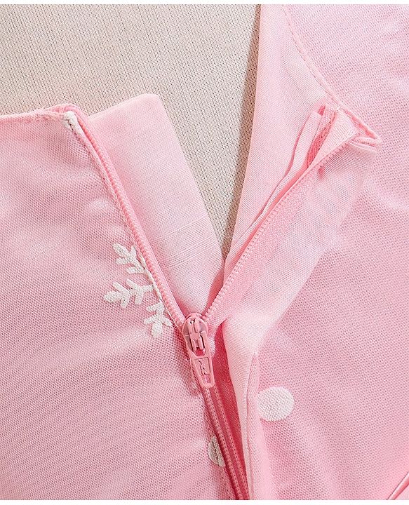 Babyhug Sleeveless Party Wear Frock with Floral Applique - Pink