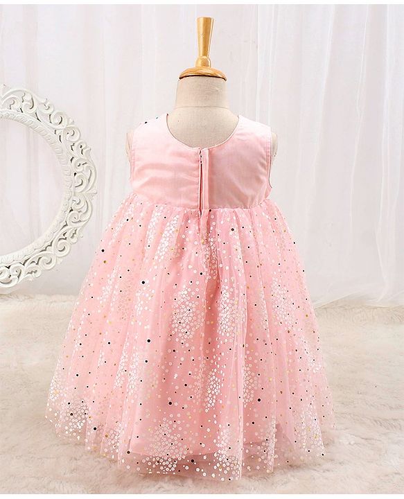 Babyhug Woven Sleeveless Party Dress with Bow - Peach