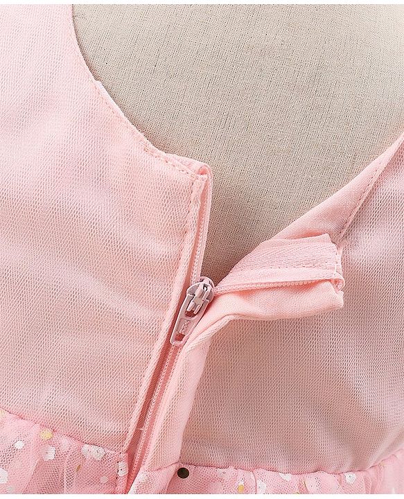 Babyhug Woven Sleeveless Party Dress with Bow - Peach