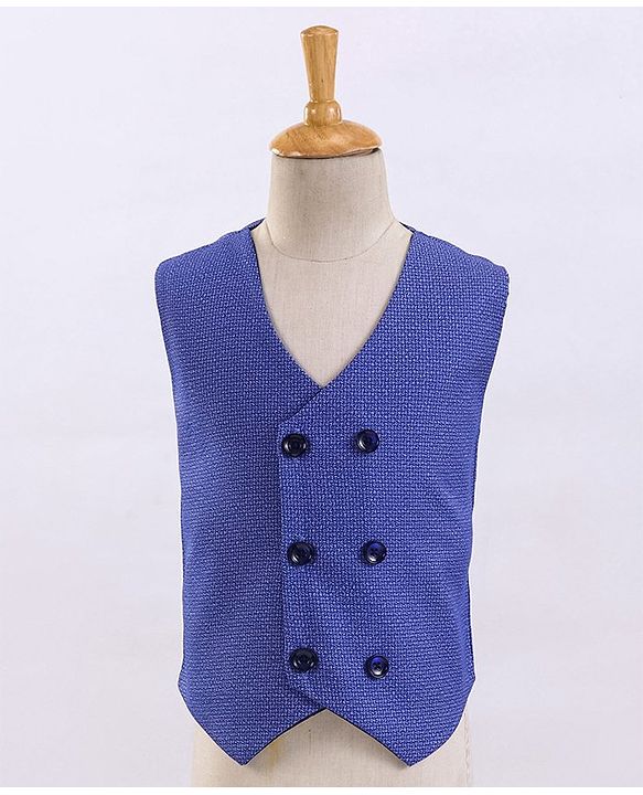Babyhug Full Sleeves 4 Piece Party Suit With Bow - Royal Blue