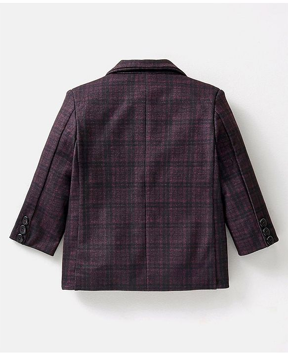 Babyhug Woven Full Sleeves Check Blazer - Red