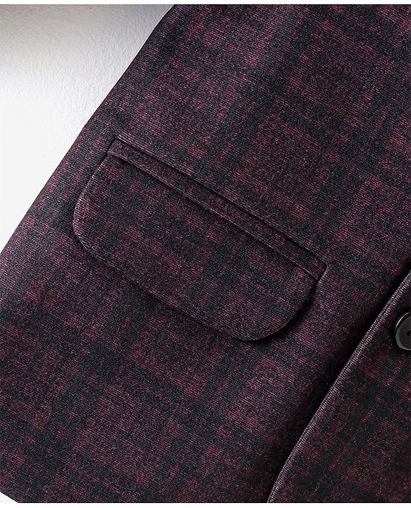 Babyhug Woven Full Sleeves Check Blazer - Red