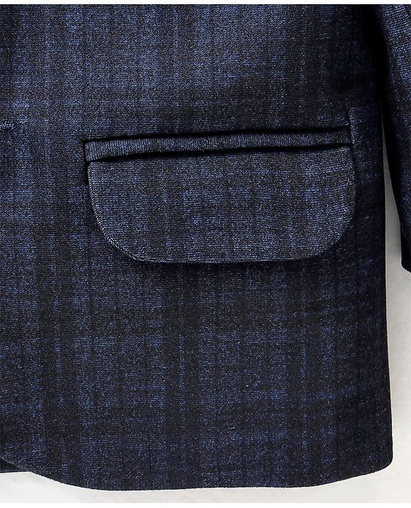 Babyhug Woven Full Sleeves Check Blazer - Navy