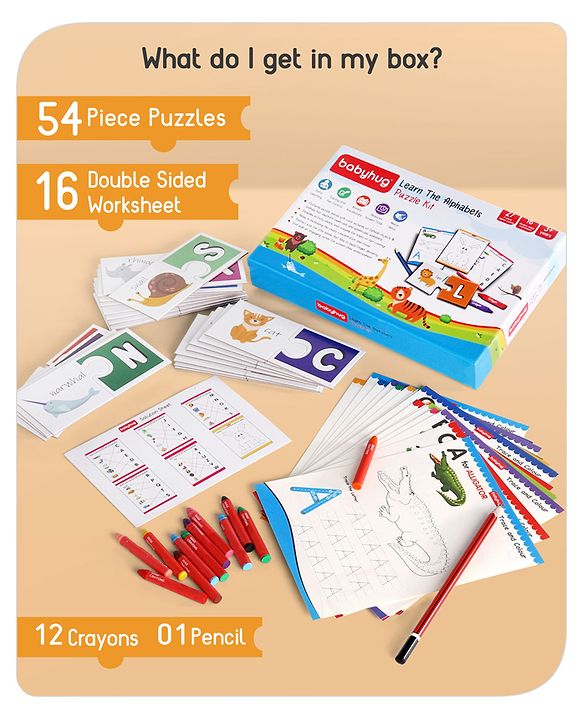 Babyhug Learn the Alphabet Jigsaw Puzzle With Activity Kit - 54 Pieces