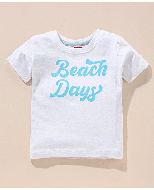 Babyhug 100% Cotton Dungaree and Half Sleeves T-Shirt Set Pine Tree Print - Blue White
