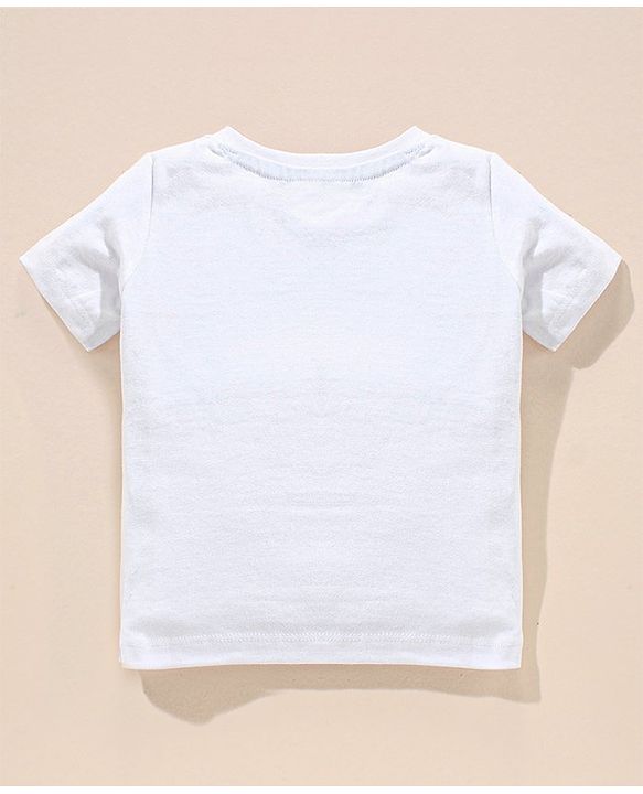 Babyhug 100% Cotton Dungaree and Half Sleeves T-Shirt Set Pine Tree Print - Blue White