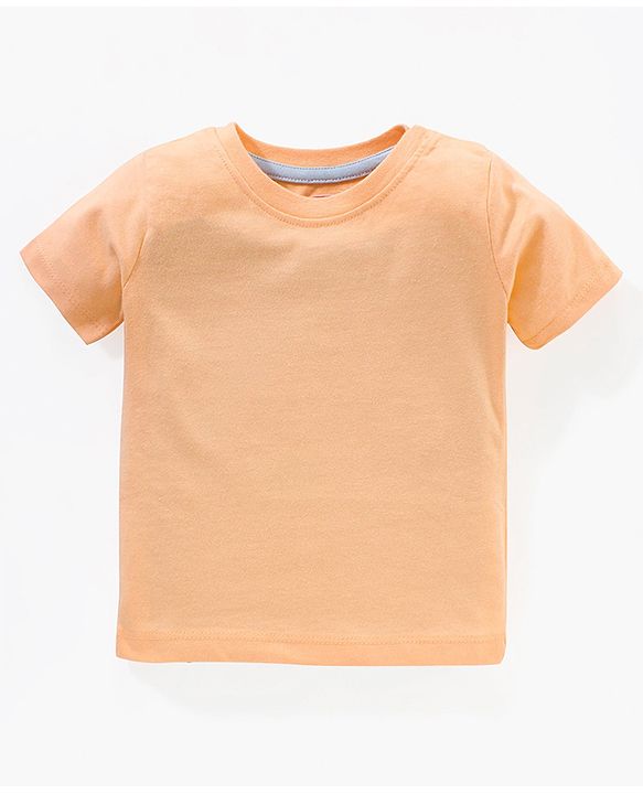 Babyhug 100% Cotton Half Sleeves T-shirt With Dungaree Leaves Print- Orange Multicolor