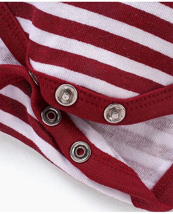 Babyhug 100% Cotton Full Sleeves Onesies Bear Print - Maroon