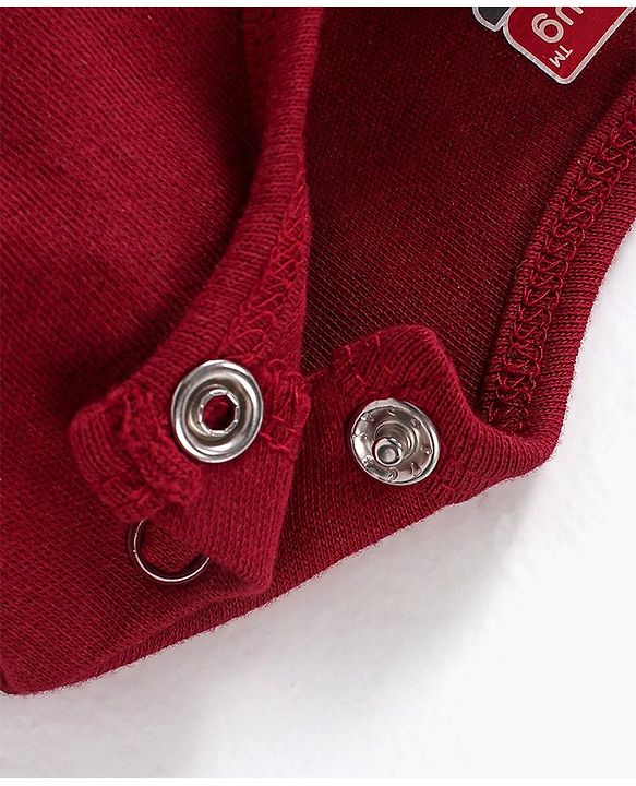 Babyhug 100% Cotton Full Sleeves Onesies Bear Print - Maroon