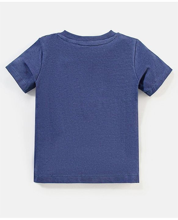 Babyhug 100% Cotton Camouflage Printed Dungaree and Half Sleeves Solid Color T-Shirt Set - Blue