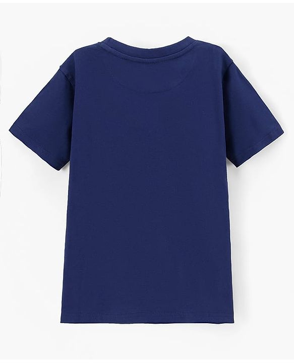 Pine Kids 100% Cotton Half Sleeves Bio Washed T-Shirt Text Print - Blue
